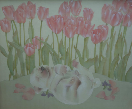 Dog Napping in the Flower Shade